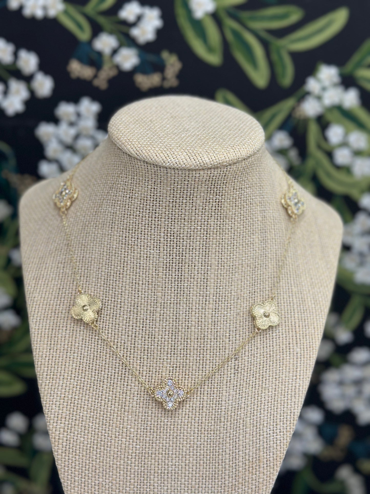 Gold Clover + Pave Clover Necklace