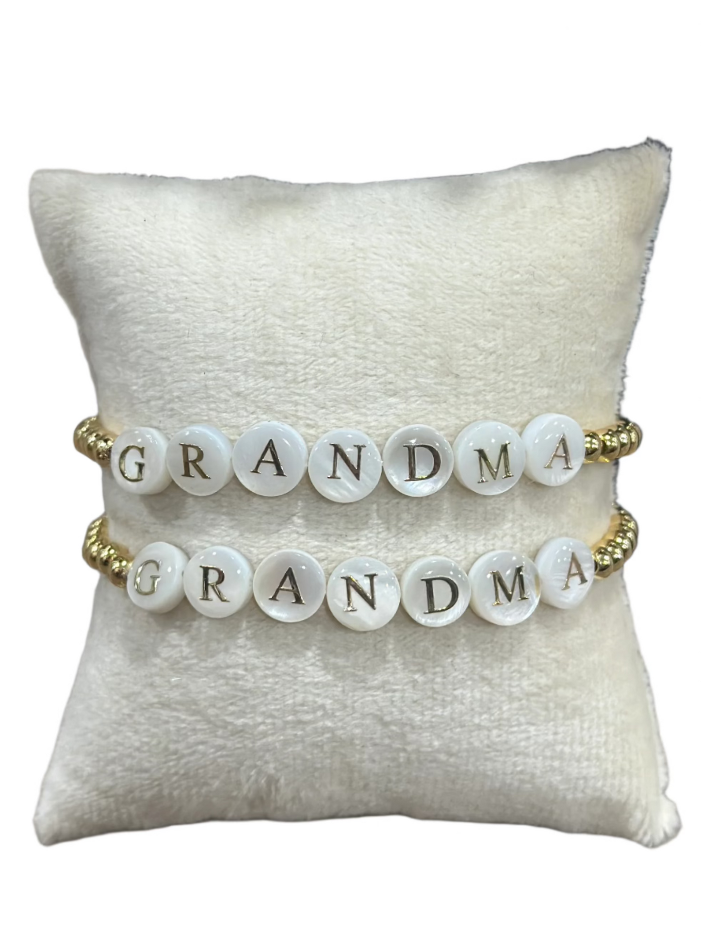 GRANDMA Gold Bead Stretch Bracelet