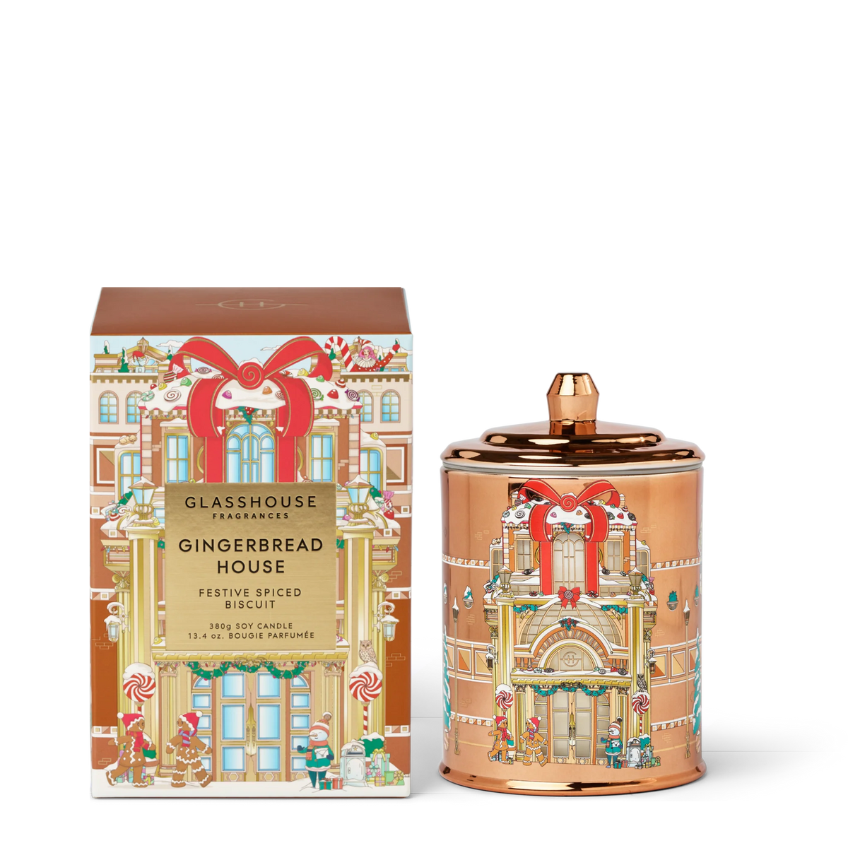 Glasshouse Gingerbread House Festive Spiced Biscuit Candle, 13.4 oz