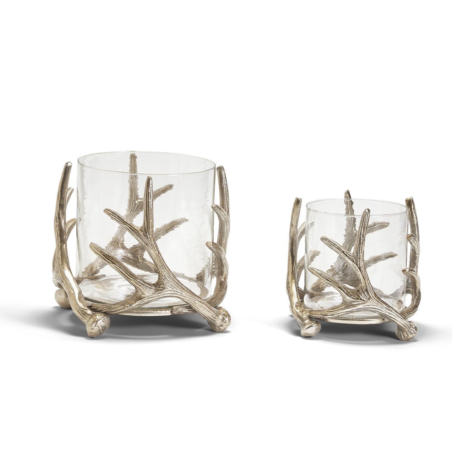 Silver Antler Hand-Crafted Hurricanes with Bubble Glass