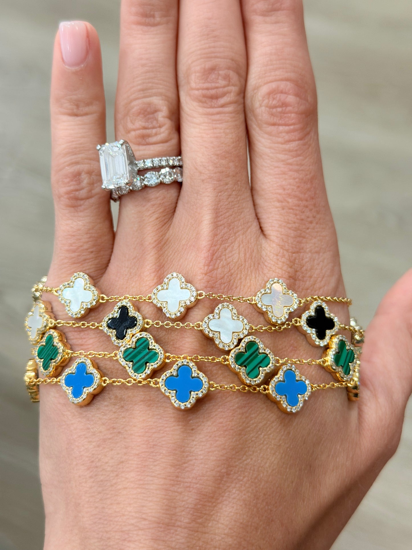 Dainty Gold Clover CZ Bracelet