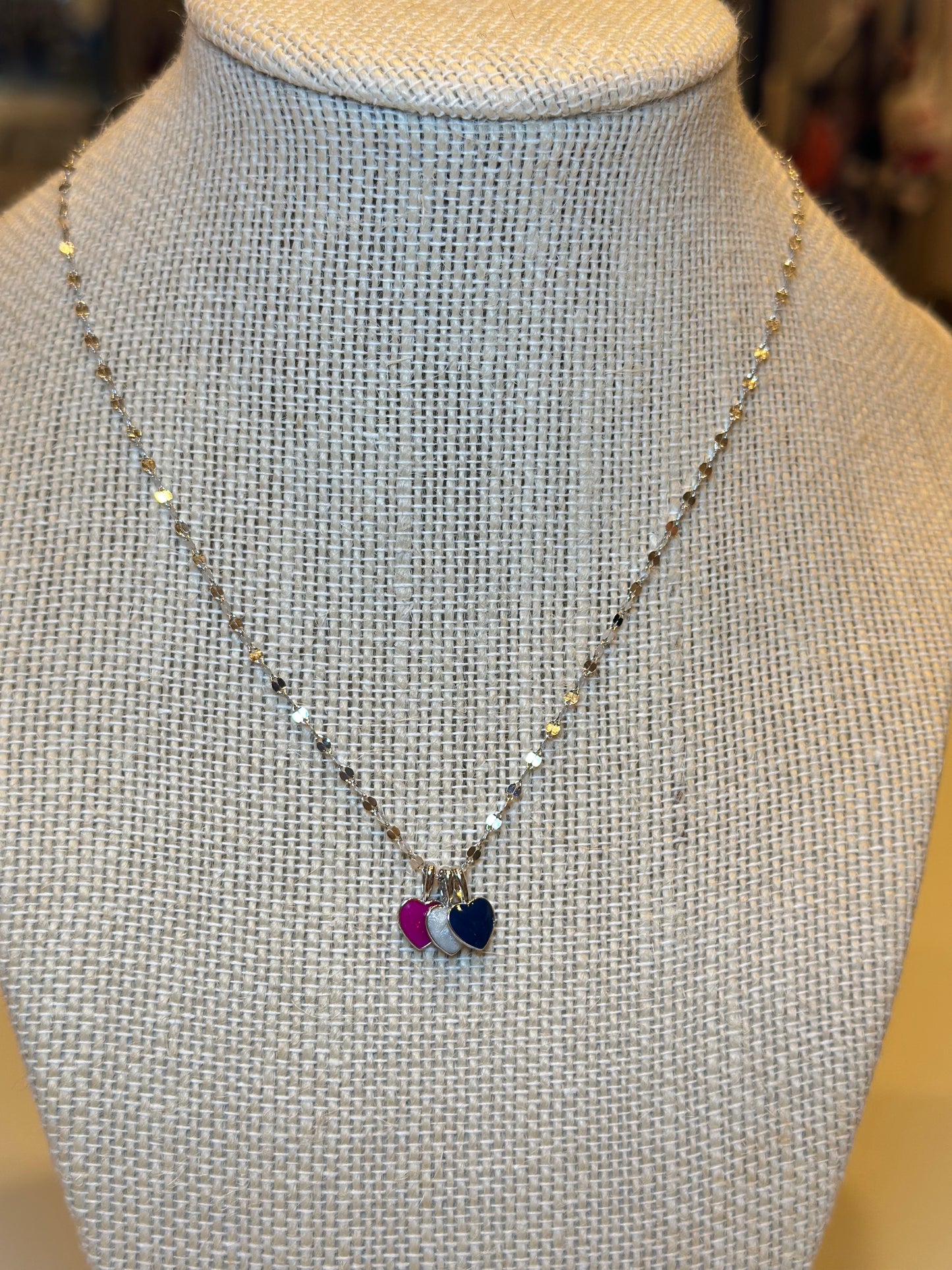 Dainty Silver Triple Heart Necklace