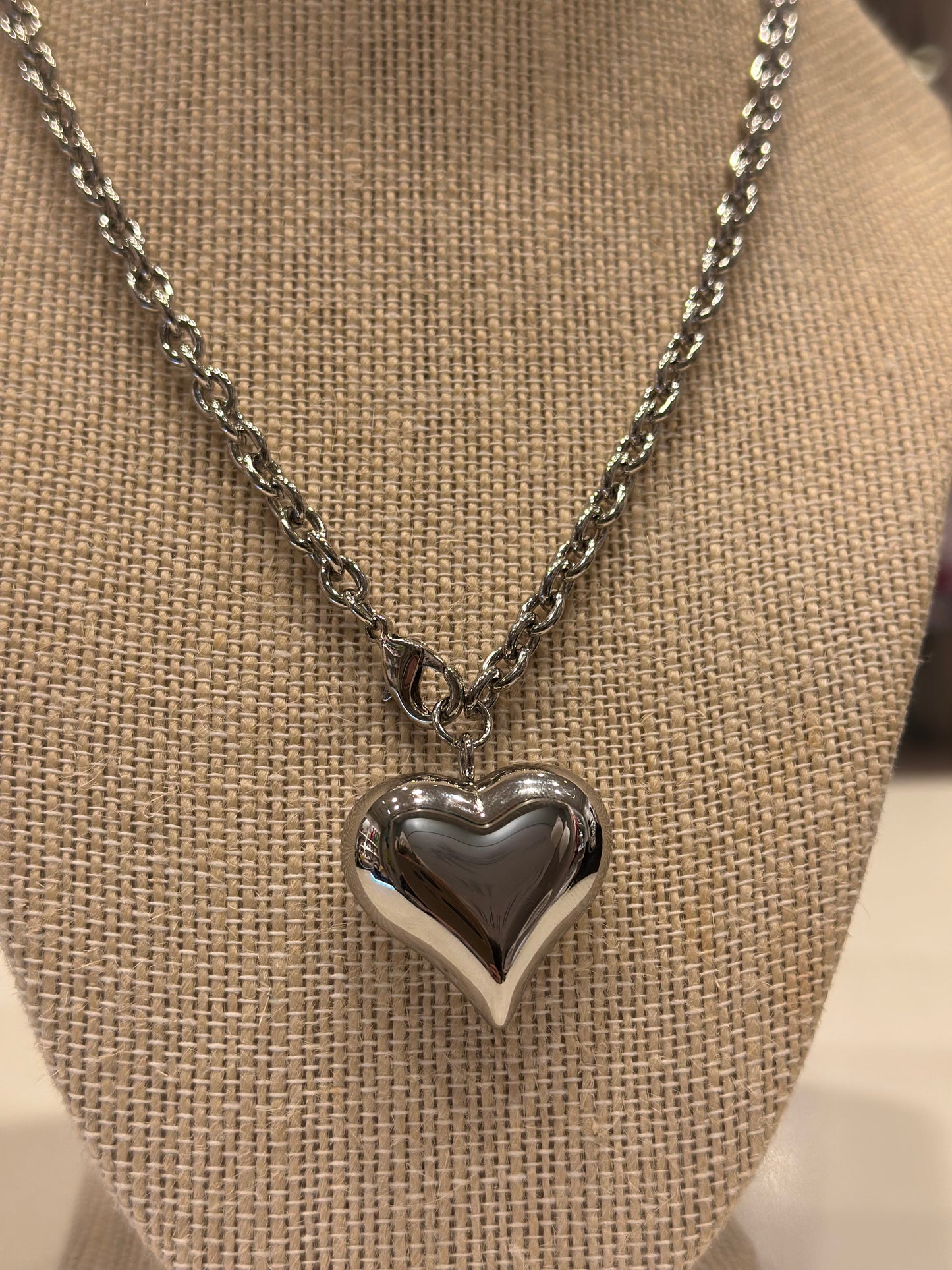 Silver Bubble Heart Necklace