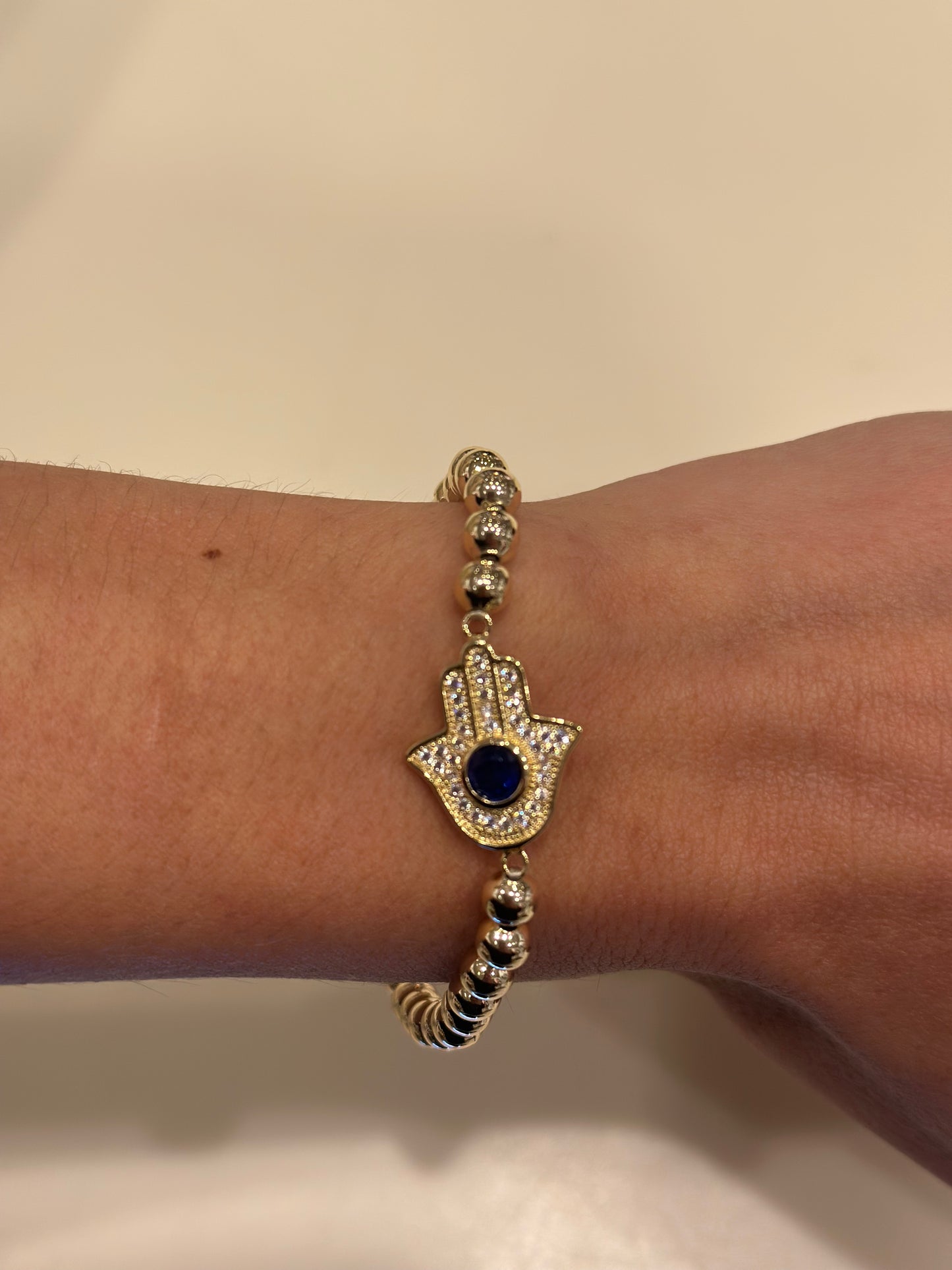 Gold Hamsa Beaded Stretch Bracelet