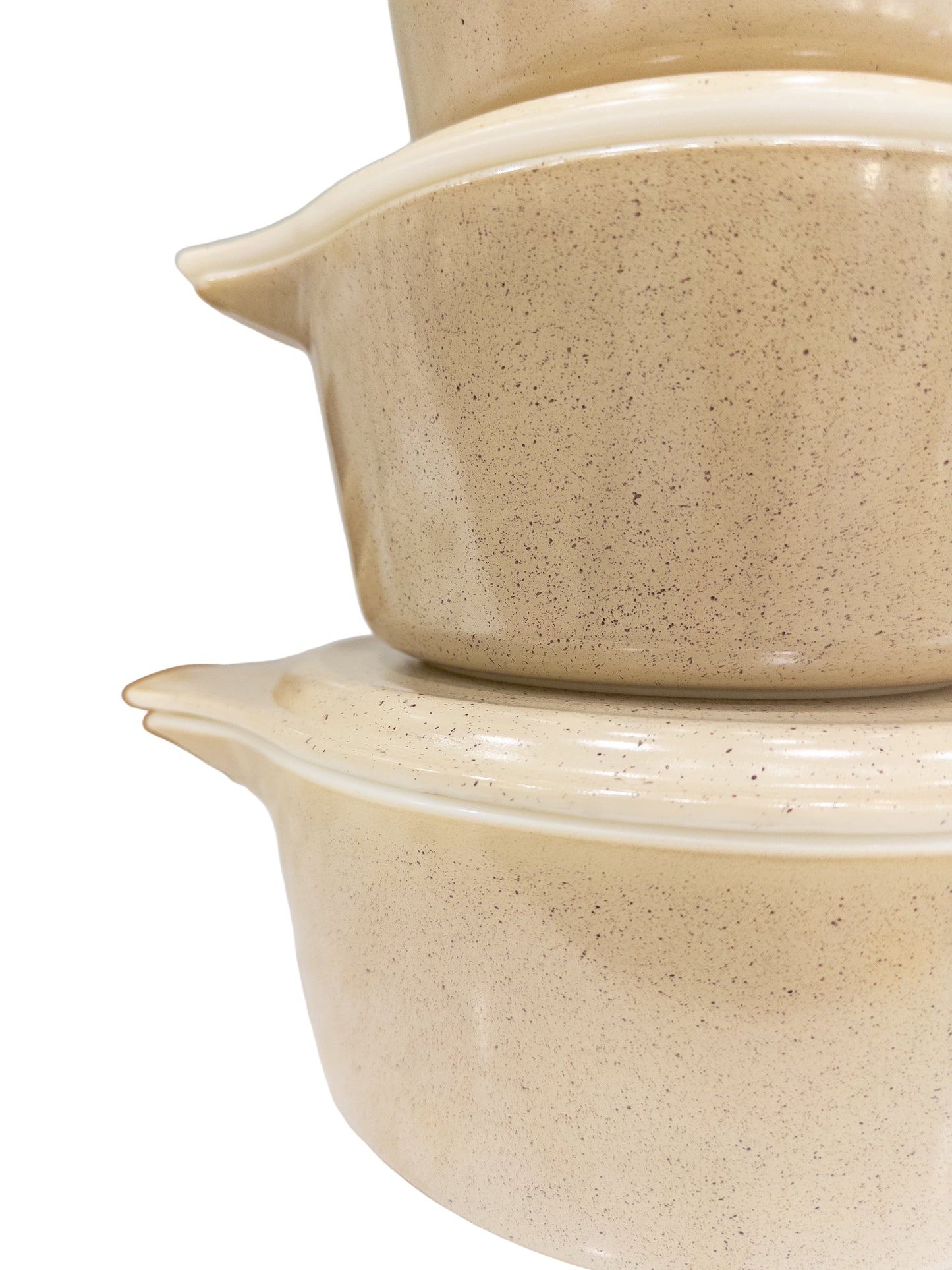 Vintage Pyrex Homestead Brown Speckled Casserole Dishes W/ Lids, Set Of 3