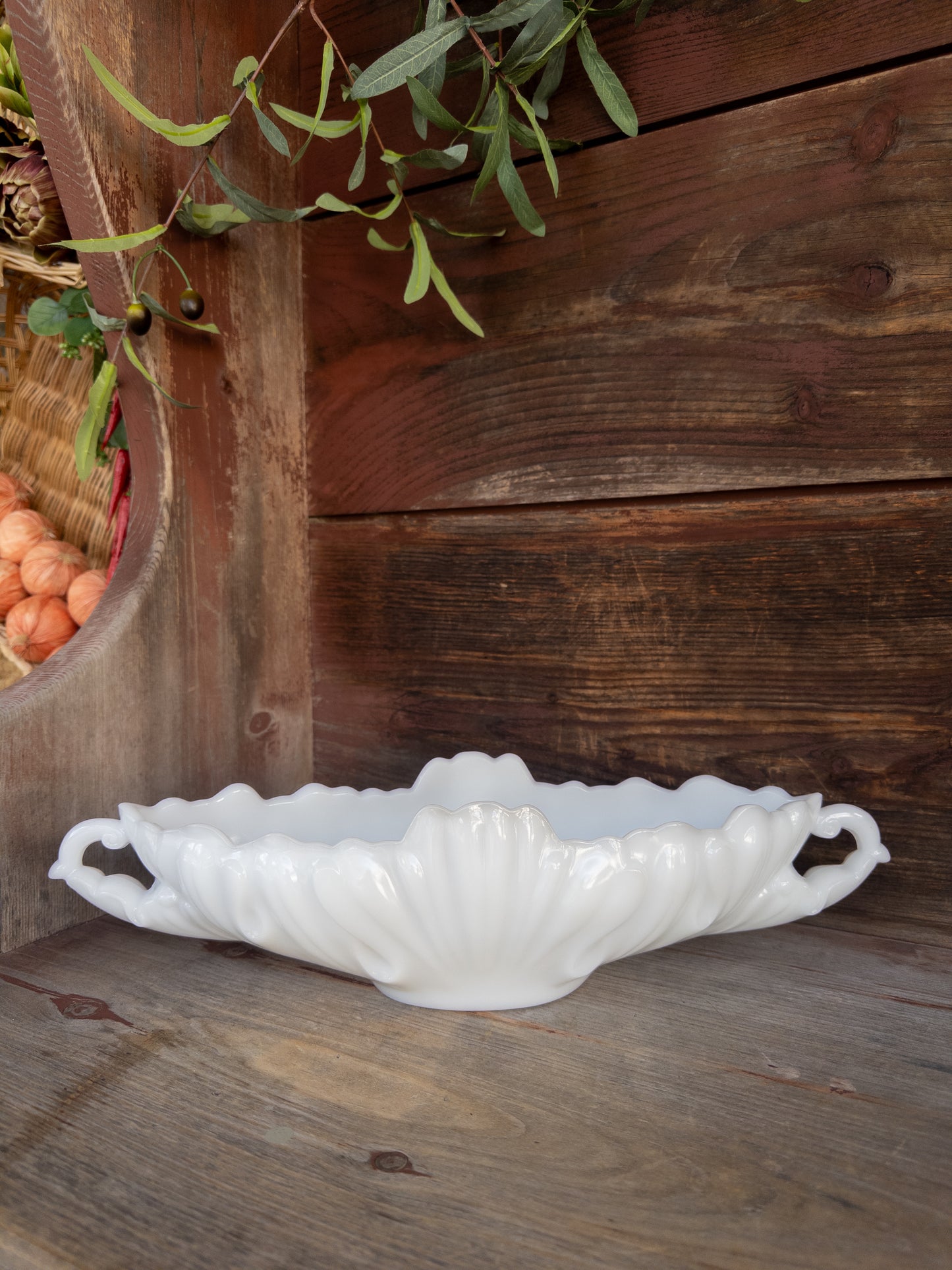 Vintage Milk Glass Gondola Bowl