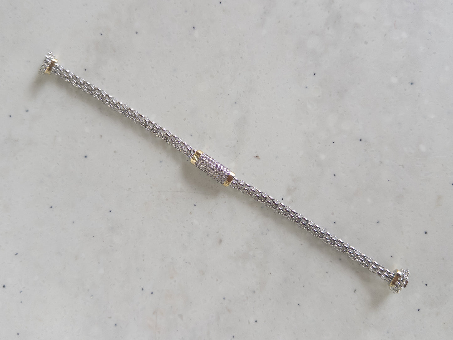 Two Tone CZ Caviar Magnetic Bracelet