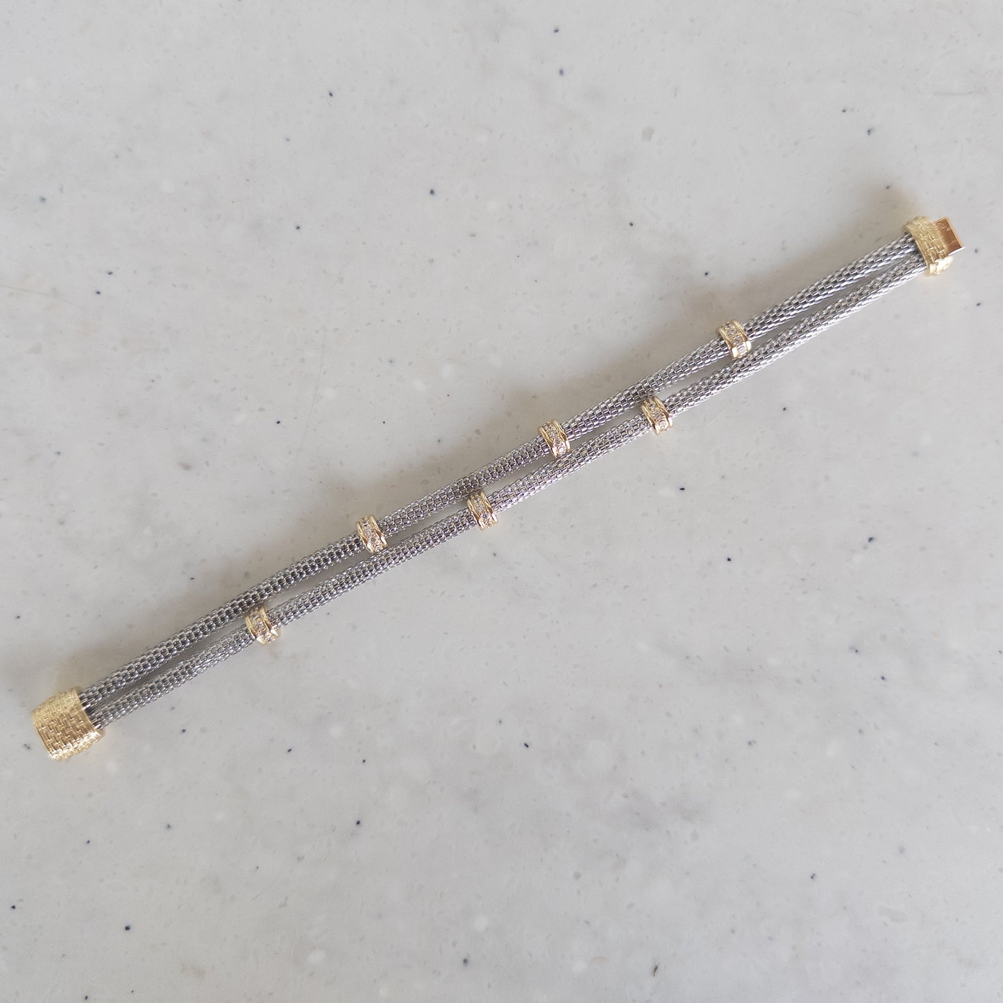 Two Strand Mixed-Metal Small CZ Magnetic Bracelet