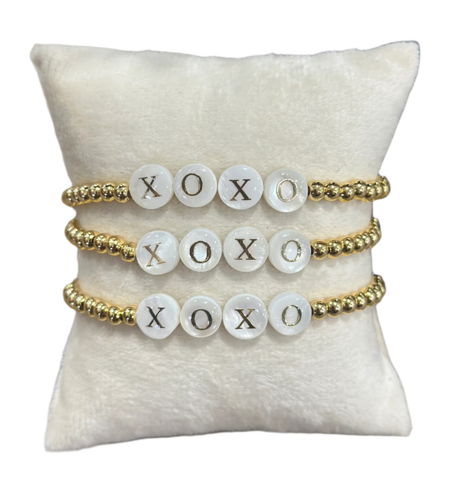 XOXO Gold Bead Stretch Bracelet