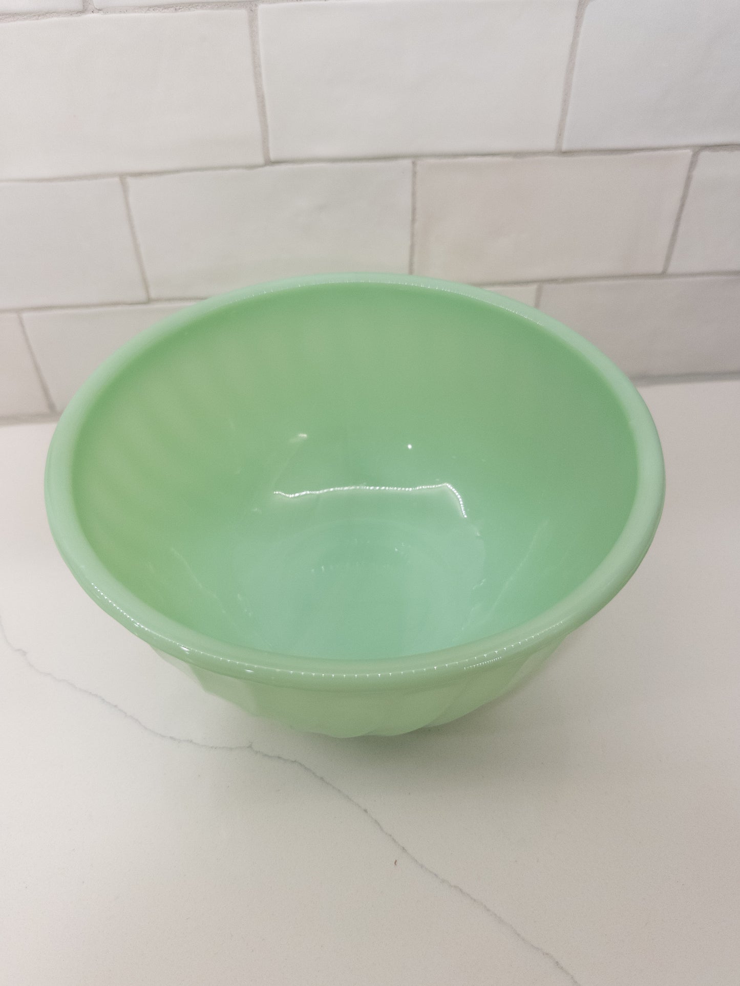 Vintage Fire-King 8" Jadeite Swirl Mixing Bowl