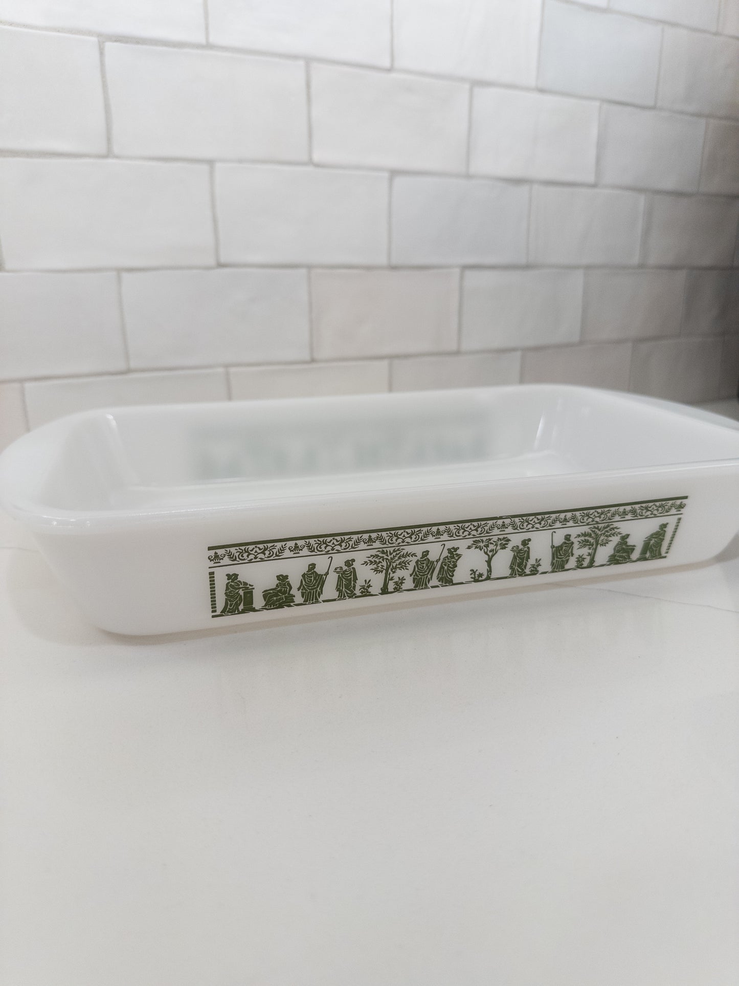 Vintage Pyrex Hellenic Green Casserole/Baking Dish