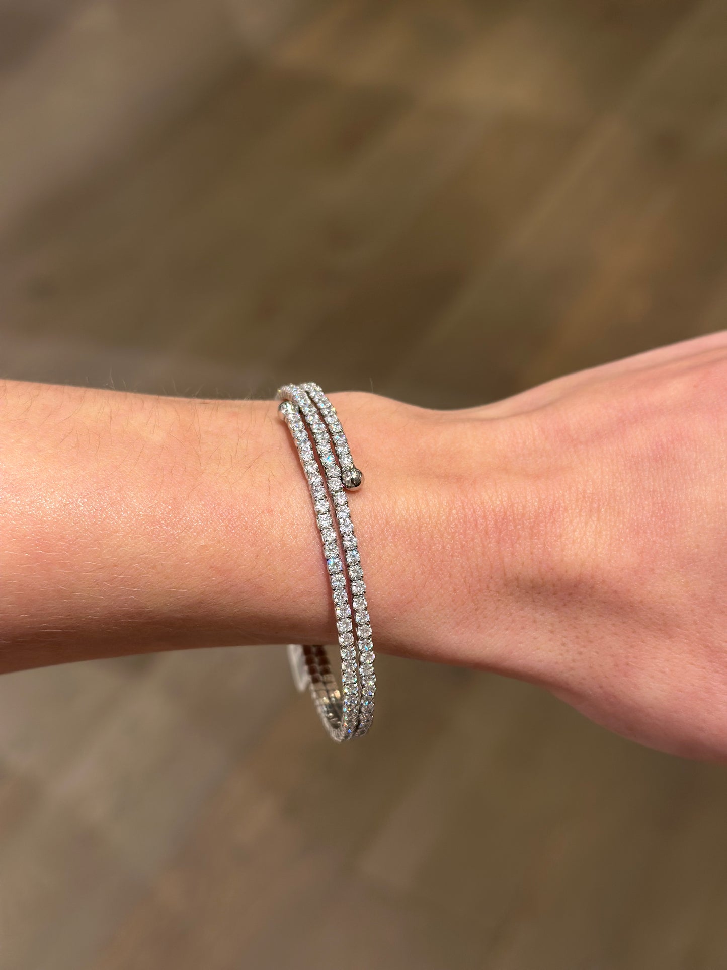 Double Tennis Wrap Bracelet, Silver