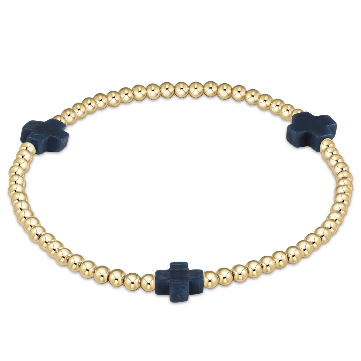 Signature Navy Cross Gold Pattern 3mm - Extends