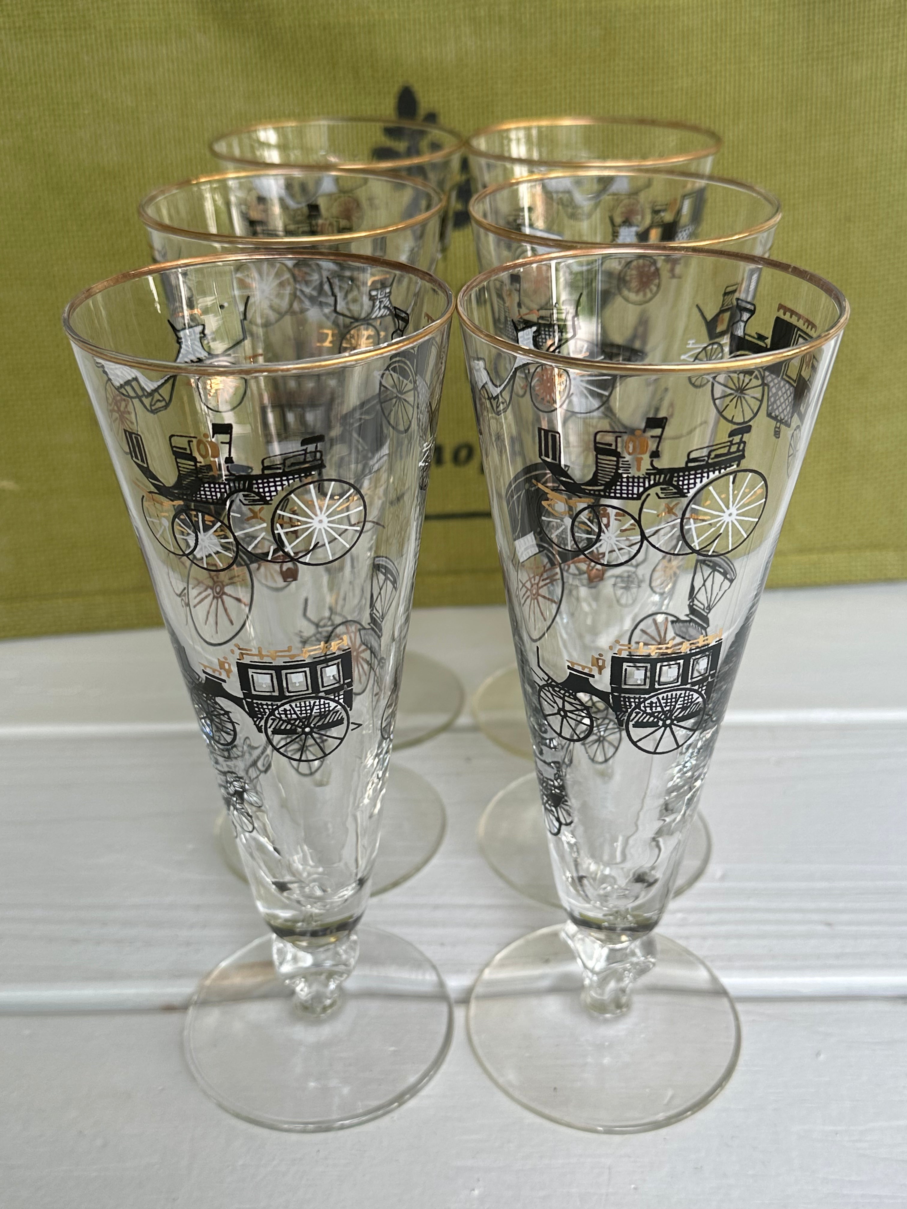 Set of 6, Rare Vintage MCM Curio Carriage Pilsner Libby Fluted Champag –  The Cupboard Shop NJ