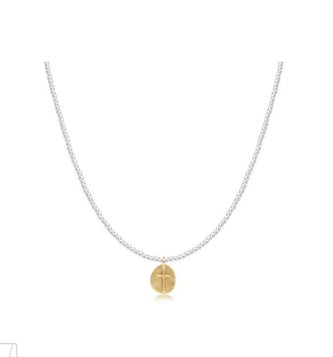 17" Choker Classic Sterling Mixed Metal 2mm Bead - Inspire Small Gold Charm