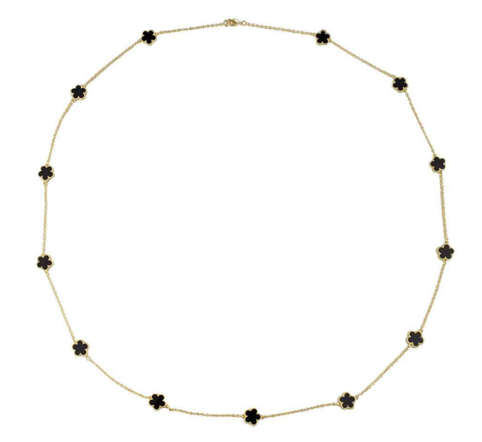 Onyx 36" Gold 12mm Clovers Necklace