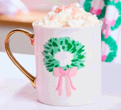 Gold Handle Mug Rosy Wreaths