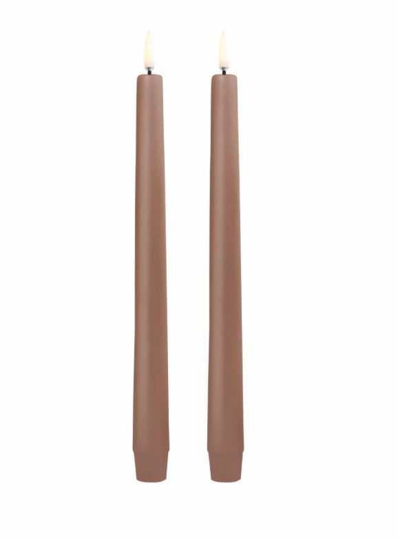 LED Taper Candle, Caramel, Smooth, 2-pack, 0.9 x 9.8"
