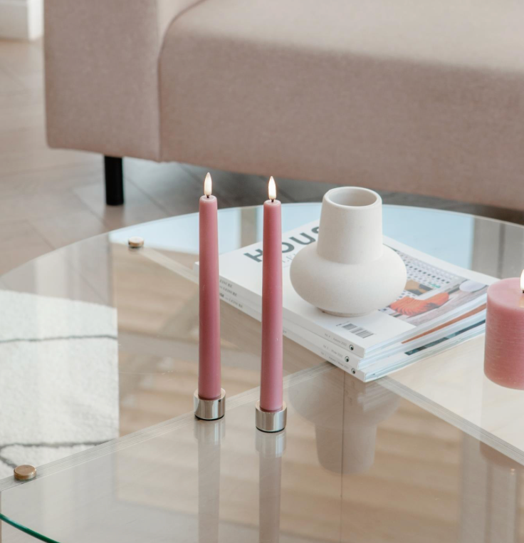 LED Taper Candle, Dusty Rose, Smooth, 2-pack, 0.9 x 9.8"
