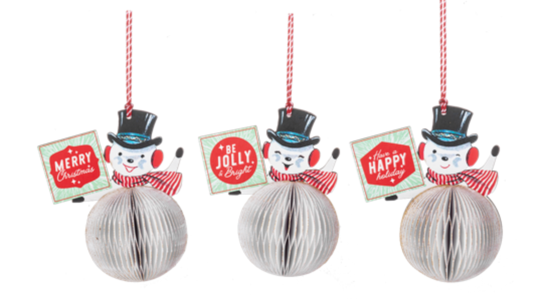 Honeycomb Snowman Ornaments