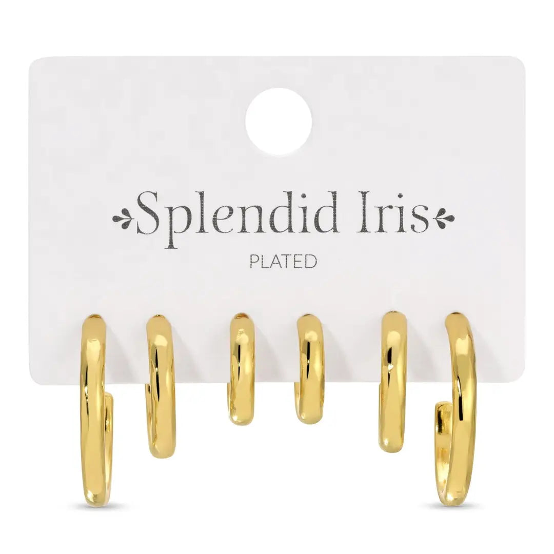 Gold Graduating Textured Hoops, Combo 3