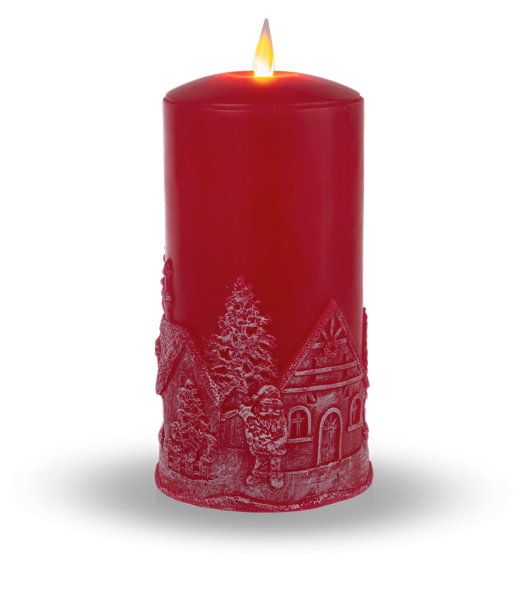 Red Holiday Themed LED Wax Pillar Candle