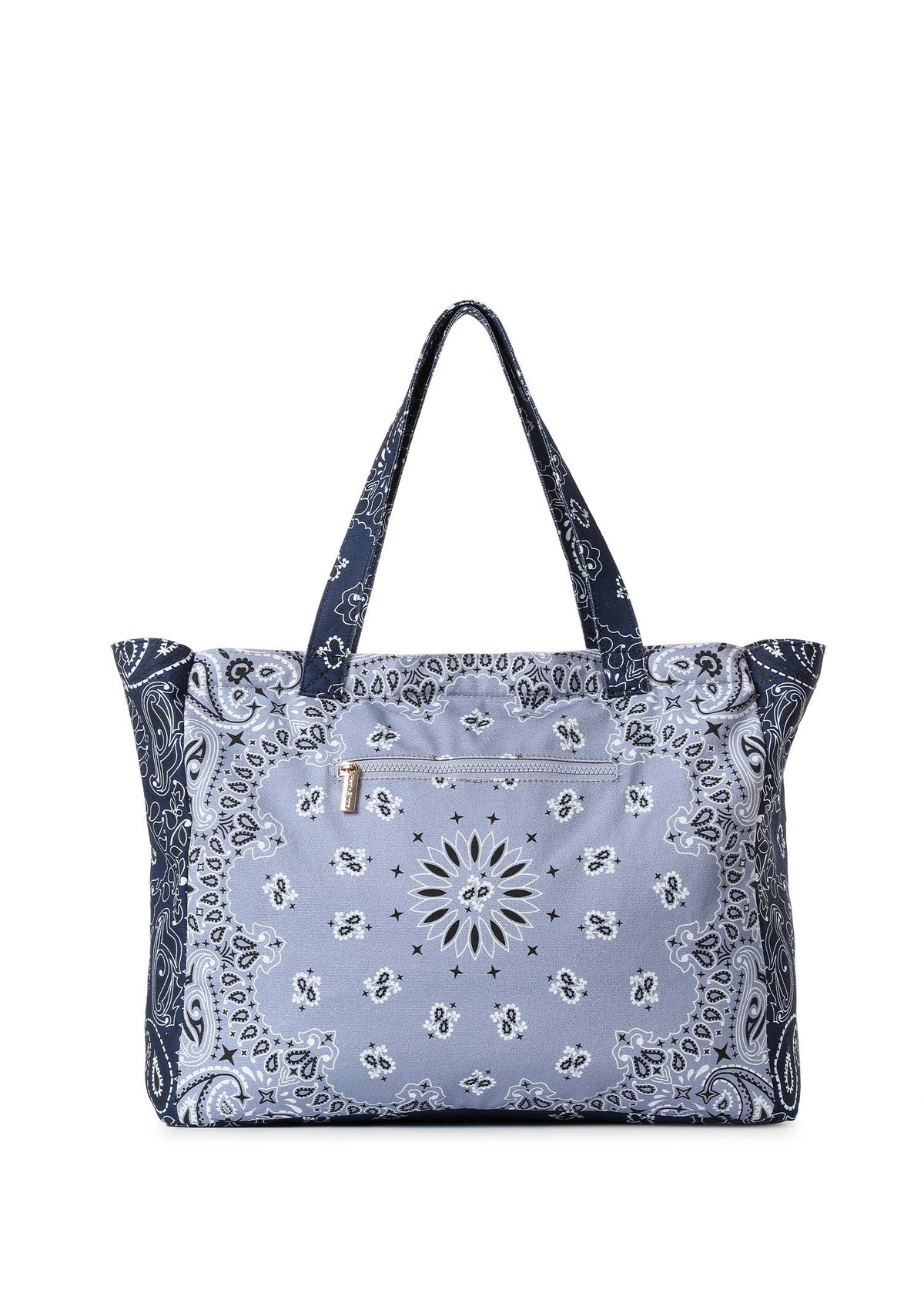 Bailey Light Blue/Navy Bandana Print Canvas Tote