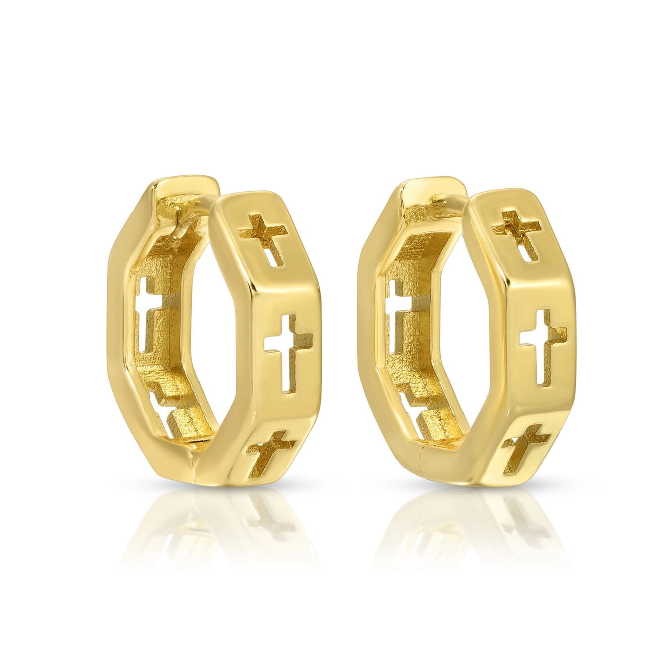 Gold Understated Cross Huggies