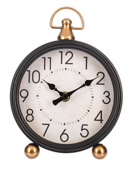 Round Desk Clock with Copper Accents