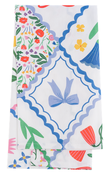 Colorful Patchwork Bless This Mess Tea Towel