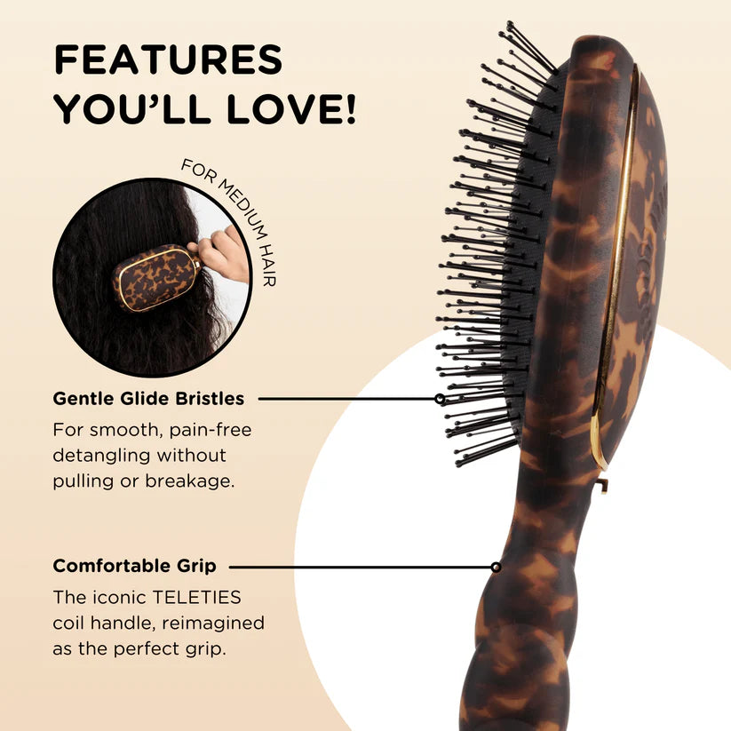 Teleties Detangler Hair Brush for Medium Hair – Tortoise