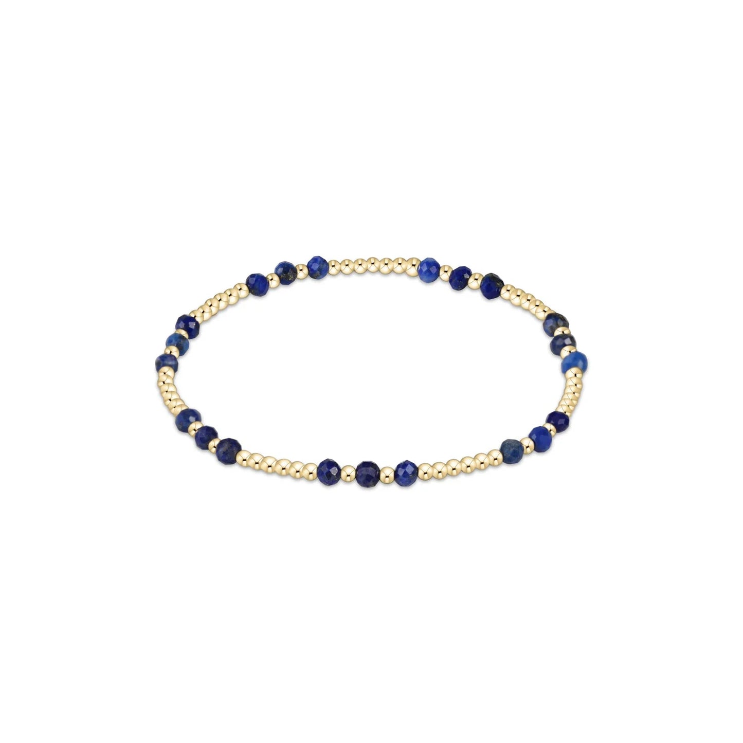 Gemstone Gold Joy 3mm Bead Bracelet- Lapis