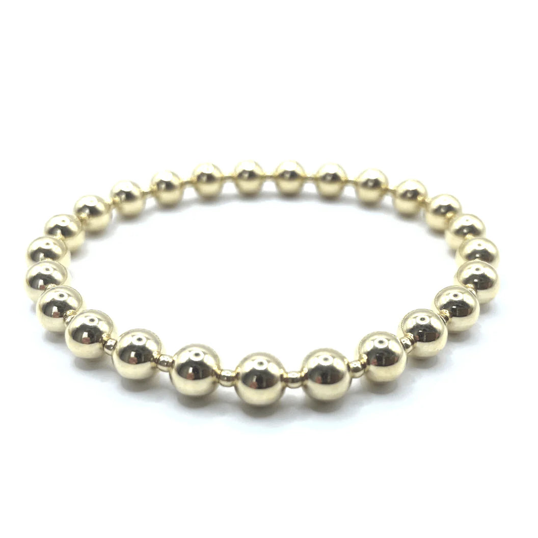 6mm+2mm+6mm Gold Filled Waterproof Dimension Bracelet 7"