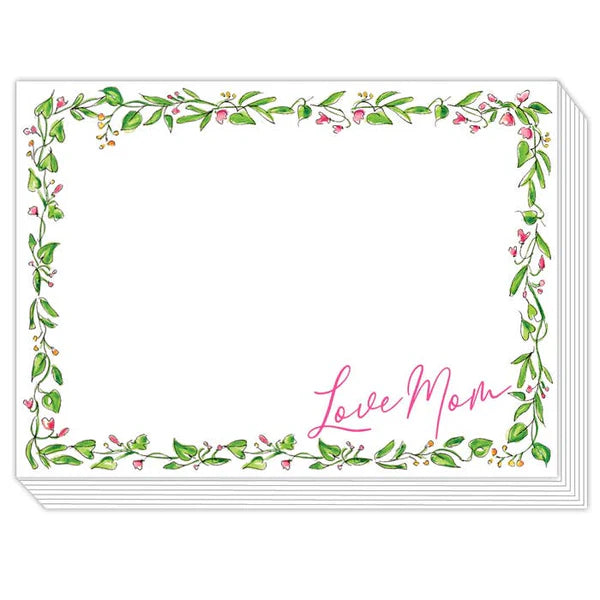 'Love, Mom' Handpainted Flower Boarder Mini Slab Pad