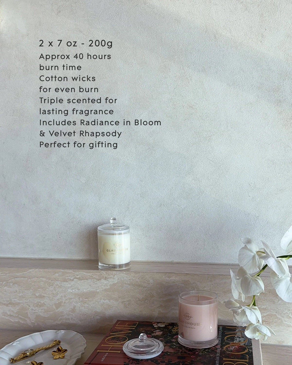 Glasshouse Radiance In Bloom & Velvet Rhapsody Candle Duo