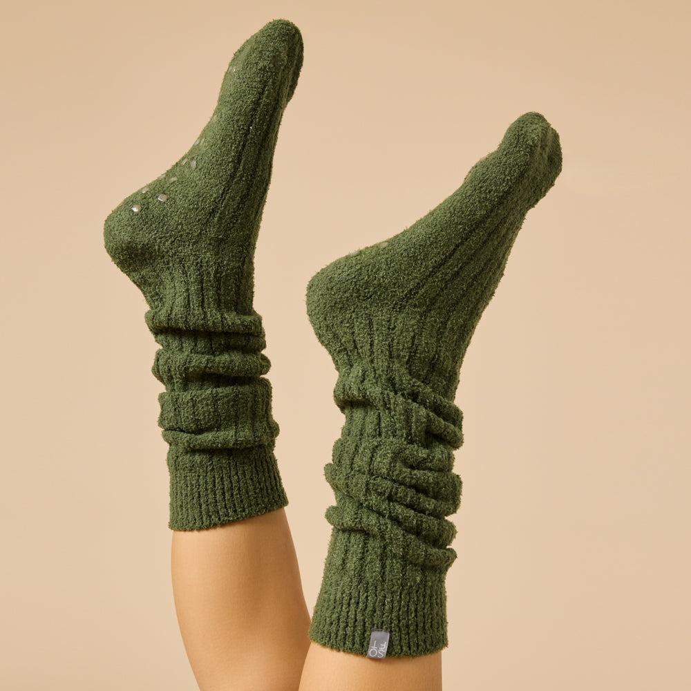 Softies Slouchy Marshmallow socks in olive green