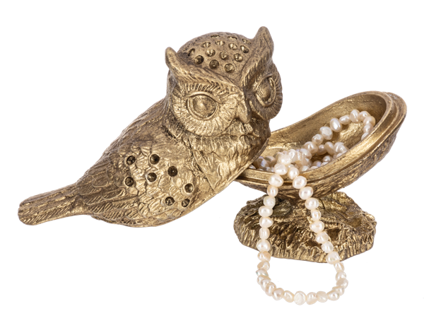 Antiqued Gold Owl Keepsake Box