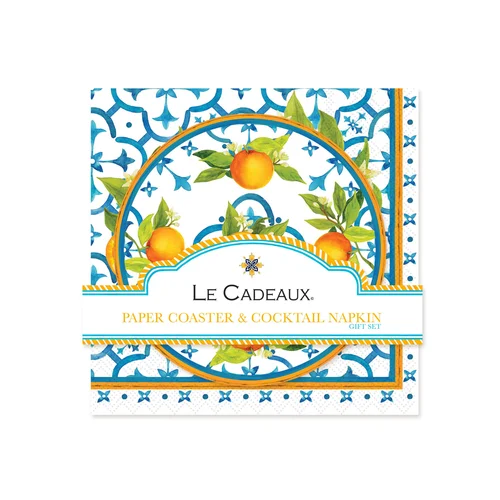 Valencia Cocktail Napkins & Double Sided Coasters Gift Set