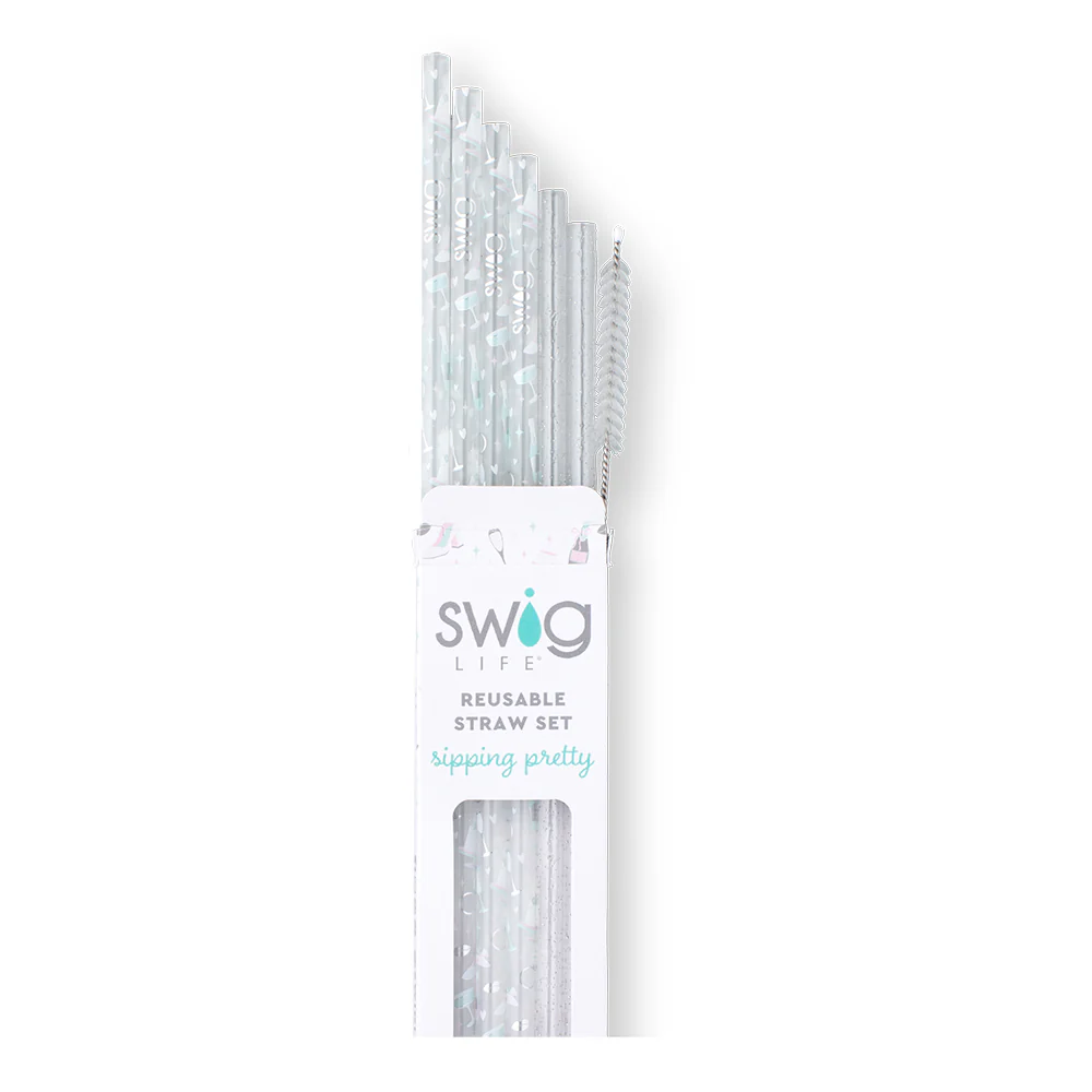 Bride To Be + Silver Glitter Reusable Straws