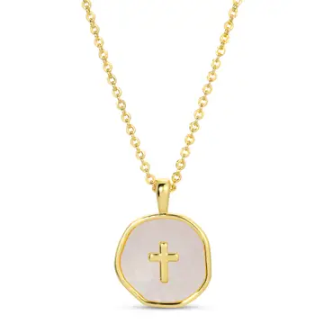 Gold Shell with Cross Pendant Necklace