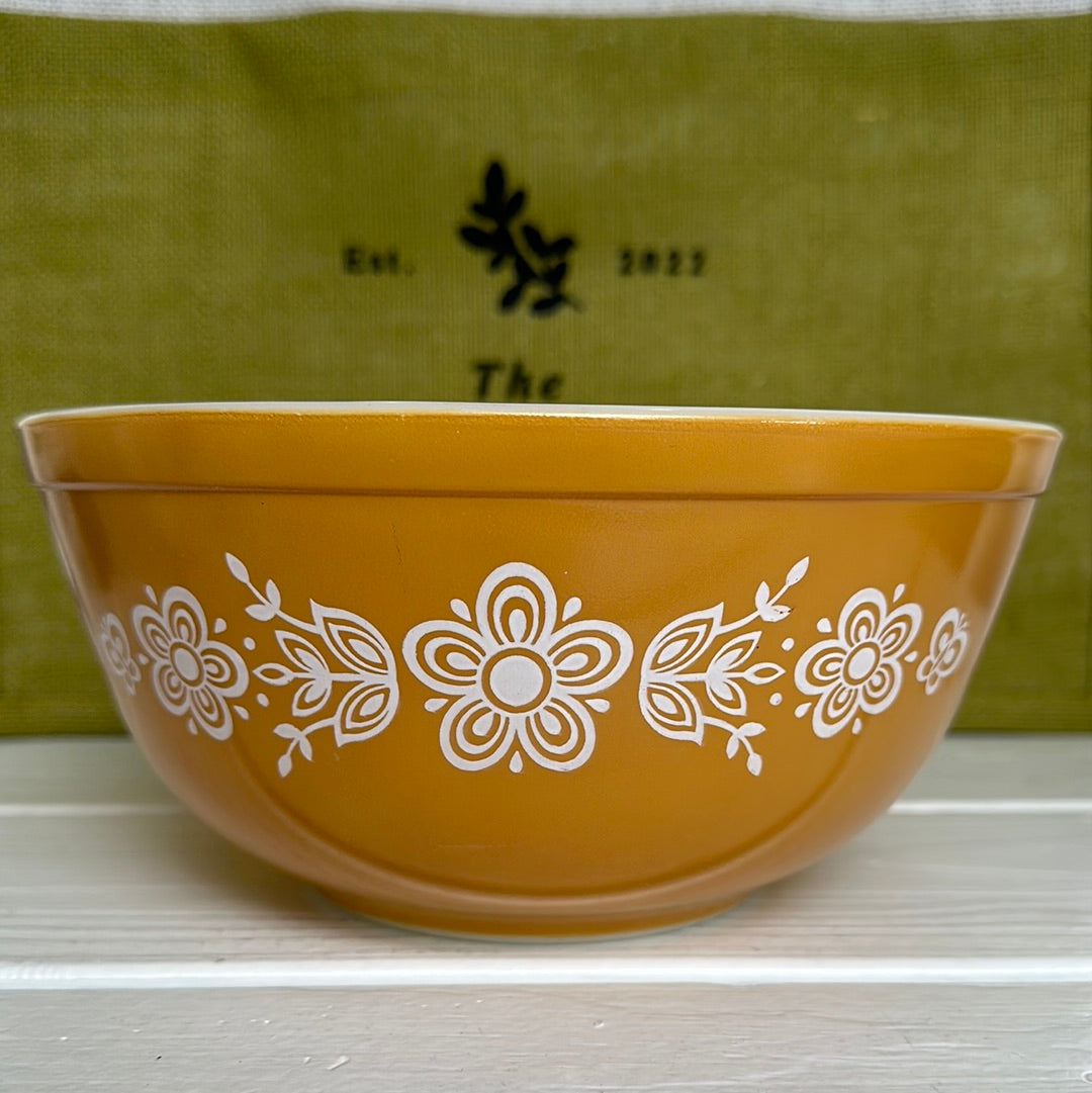 1960's Butterflies and Gold Confetti Fiberglass Bowl and Metal