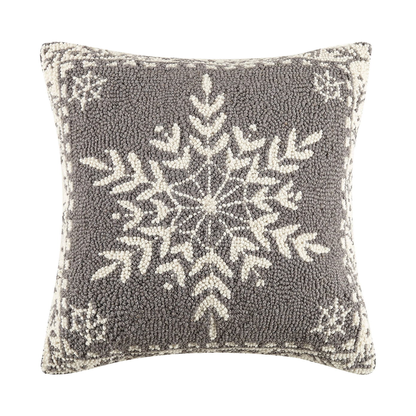 Grey Winter Snow Square Hook Pillow