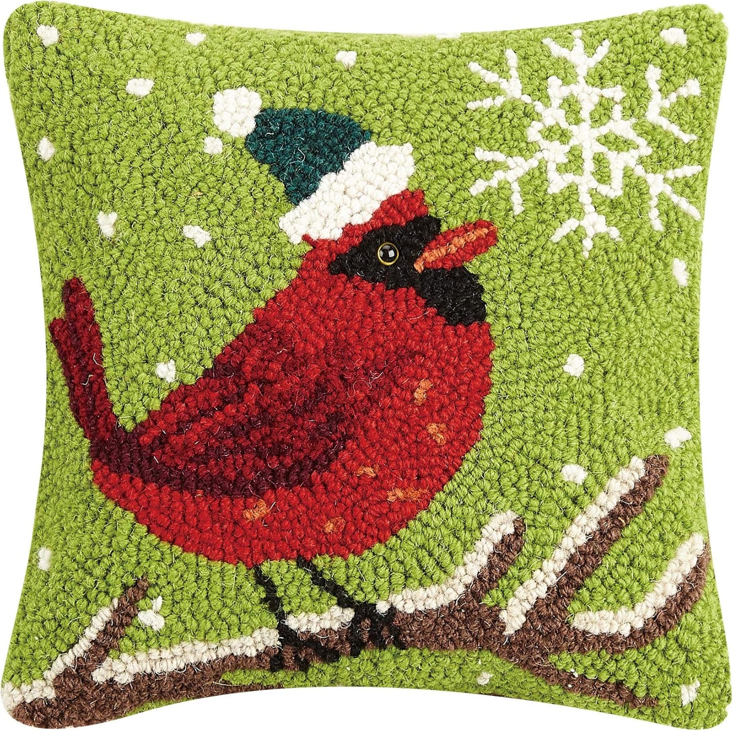 Cardinal with Snowflake Holiday Hook Pillow