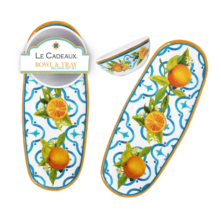 Valencia Melamine Bowl and Tray Gift Set