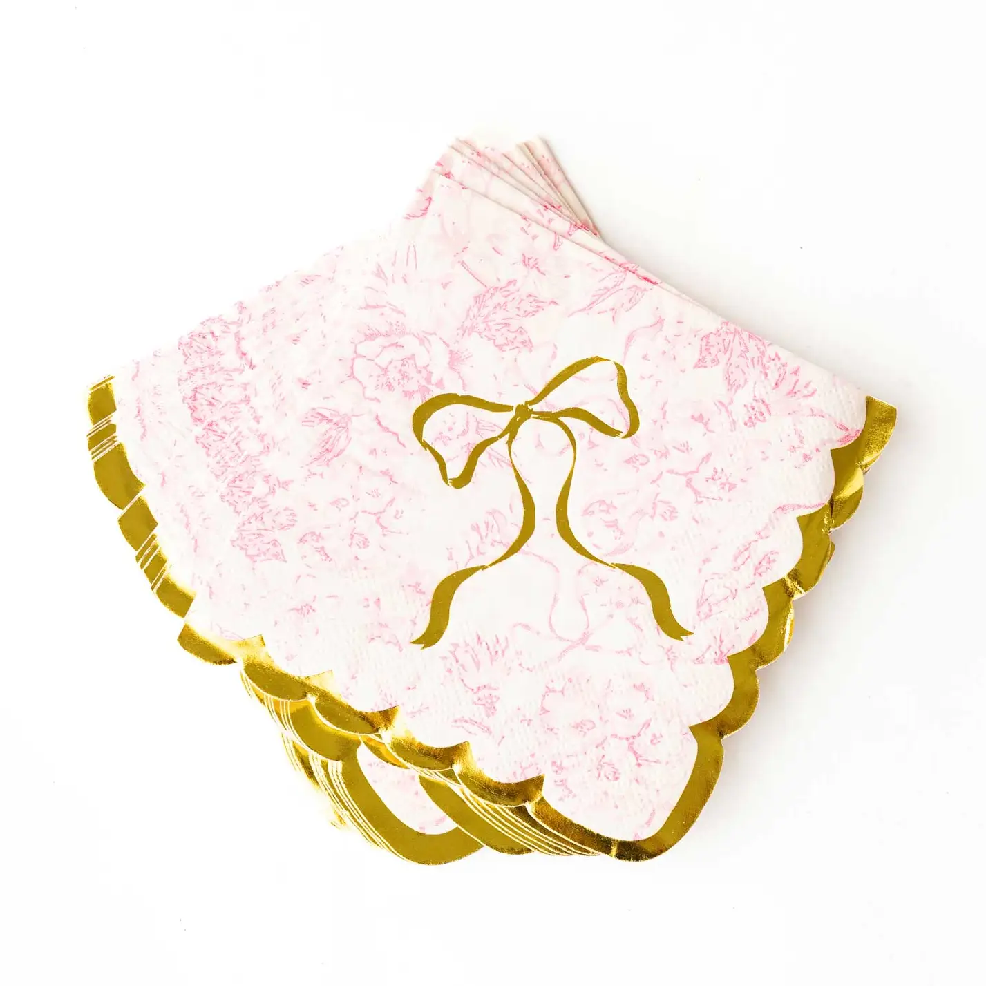 Pink Bow Toile Paper Cocktail/Beverage Napkin