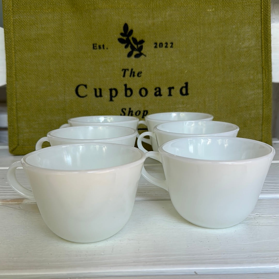 Set of 6, Vintage White Milk Glass Coffee Mugs – The Cupboard Shop NJ
