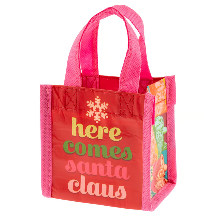 Here Comes Santa Claus Holiday Recycled Tiny Gift Bag