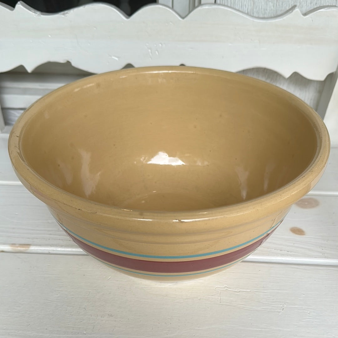 Vintage McCoy Pink & Blue Stripped 12" Large Mixing Bowl