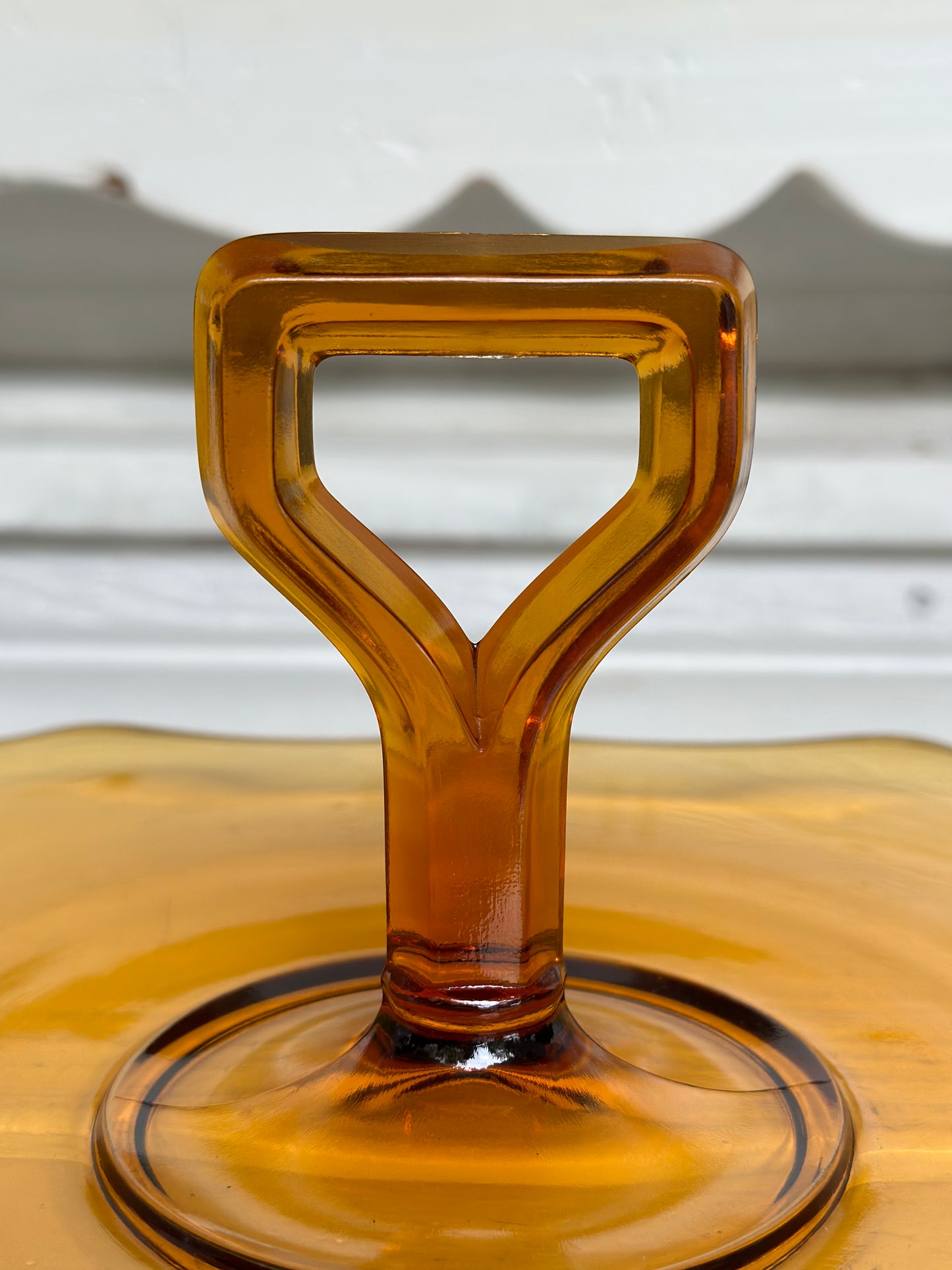 Vintage Amber Depression Cake/ Tidbit Plate
