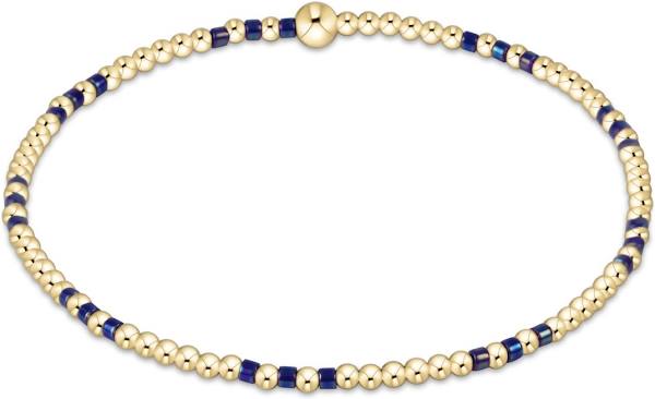 Hope Joy Pattern 2mm Bead Bracelet - Blue Metallic